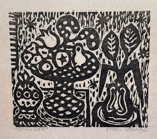 Ethel Spears "Still Life" Relief Print on Paper