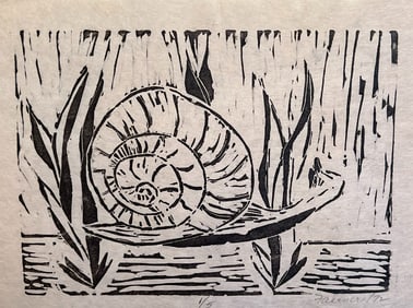 Fahrner Snail Woodblock Print on Paper