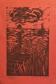 D. B. Laney "Cohasset" Mid Century Relief Print