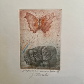 Jiri Anderle Surrealist Etching on Paper