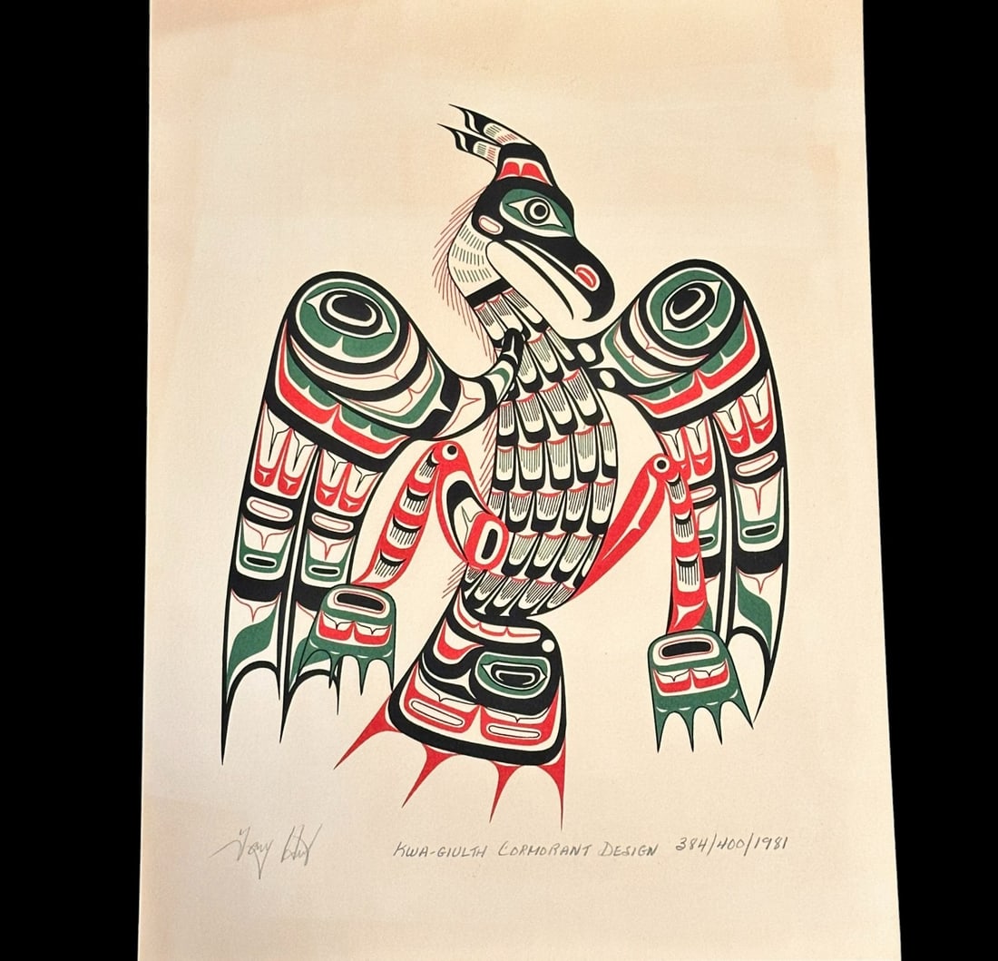 Tony Hunt KWA-Giulth Pacific Northwest Cormorant Design Lithograph (1 of 7)