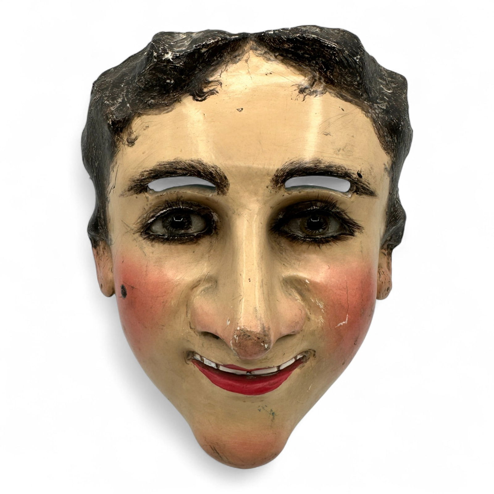 1930's Era Dance of the Culebra Mask: Measures approximately 7"H x 6 1/2"W x 4"D. Refer to photos for additional condition information as they are a part of the description. Please note lots may show signs of wear commensurate with age an