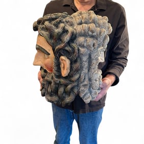 Vintage Giant Carved Two-Sided Mexican Mask
