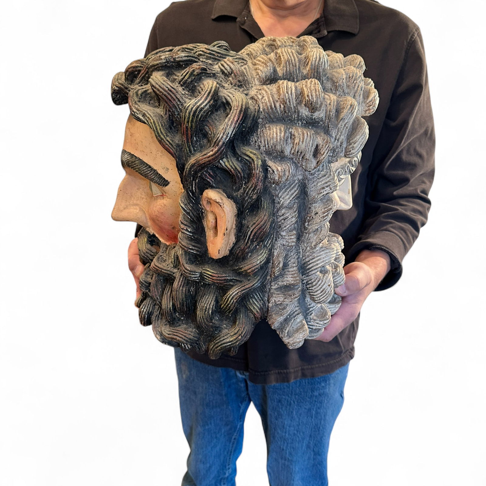 Vintage Giant Carved Two-Sided Mexican Mask (1 of 12)