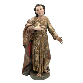 Antique Hand Carved Wooden Santos Figurine