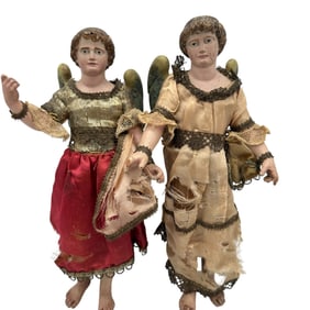 Pair of Antique Creche Angels