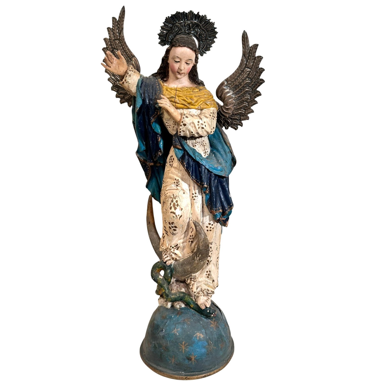 Large Antique Carved Wood Colonial Santo Virgin of Quito (1 of 11)