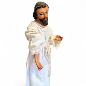 Large Antique Carved Wood Santo Figurine