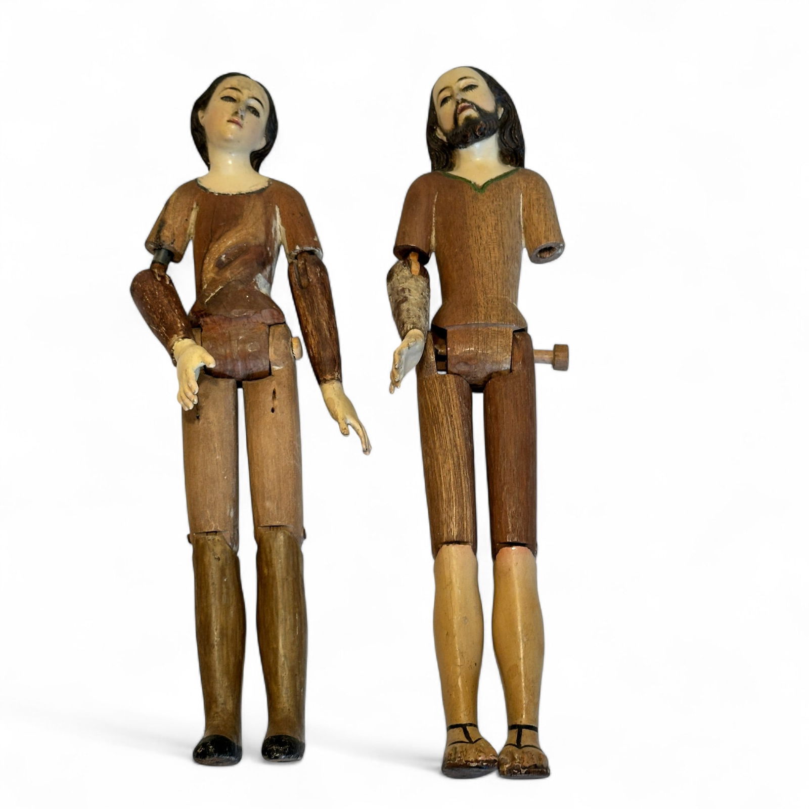 Pair of Antique Wood Santo Figurines - Glass Eyes (1 of 8)