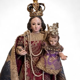 Antique Blessed Mother and Jesus Ornate Figurine