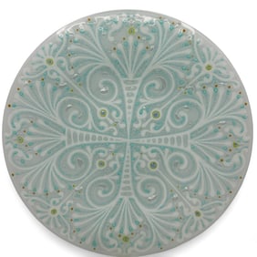 Higgins Glass Mid Century Modern Fused 11" Round Plate