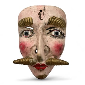 Mexican Folk Art Long Nosed Dandy 1940's Festival Mask