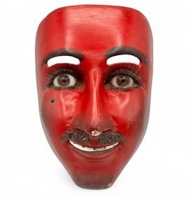 1940's Mexican Folk Art Dance Mask with Glass Eyes
