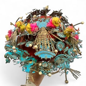 Antique Chinese Kingfisher Feather Wedding Headdress