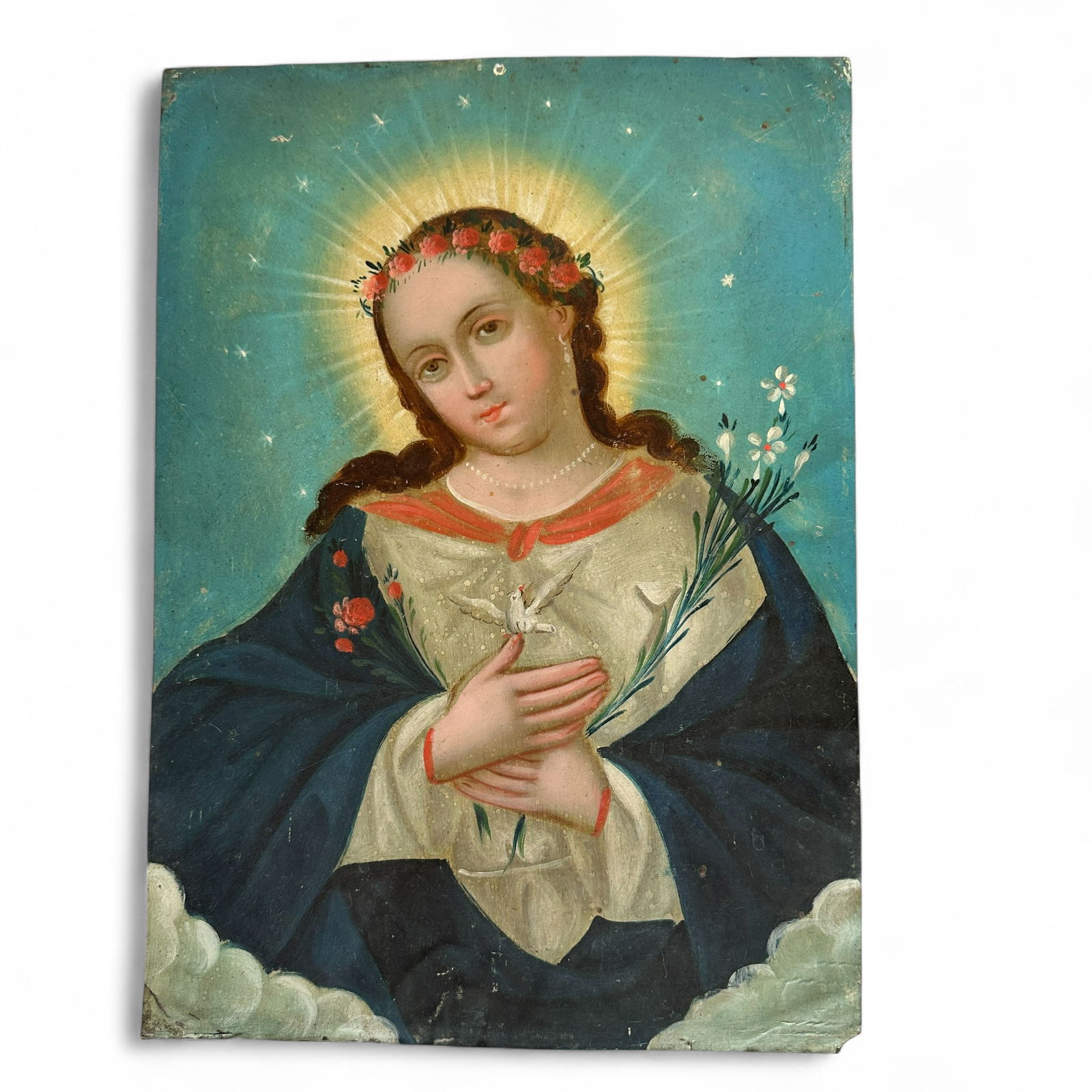 Antique Mexican Oil on Tin Retablo Alma de Maria (1 of 9)