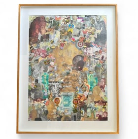 Large Framed Collage by Renowned Chicago Artist Barbara Aubin