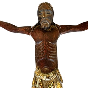 Antique Christ Crucifixion Figure with Nails in Hands and Feet