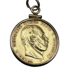 1873 Ten German Marks Gold Coin in Pendant Bezel