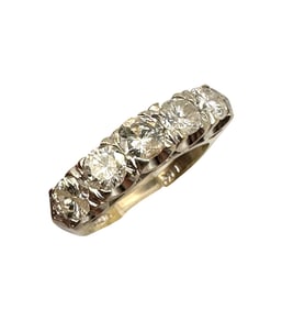 14K White Gold Ring with 5 Diamonds