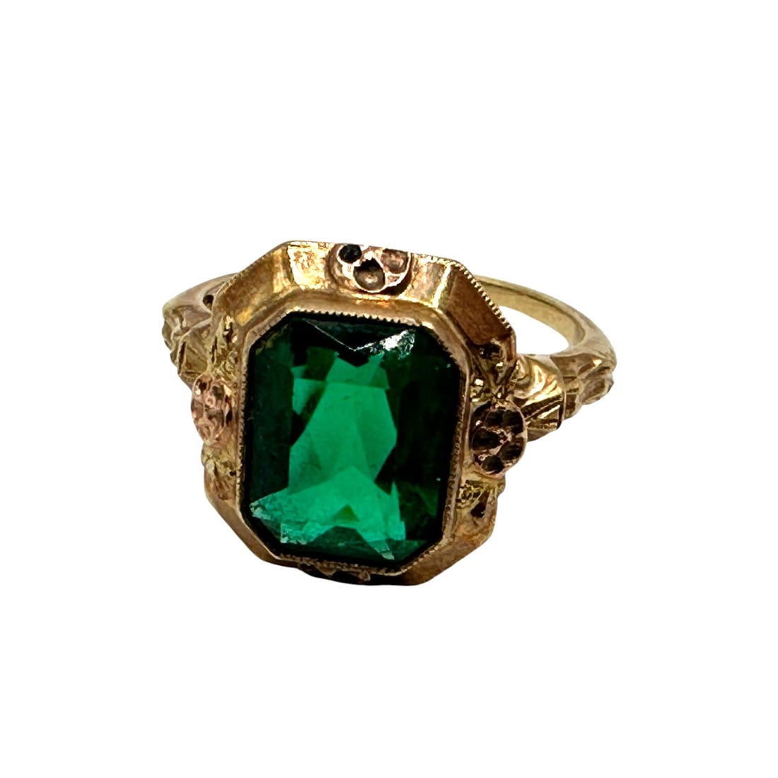 10K Yellow Gold and Green Stone Antique Ring (1 of 8)