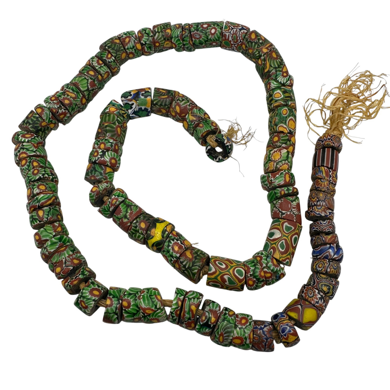 Strand of Antique Venetian Millefiori African Trade Beads: Winning Bidders! To bypass LiveShipping, and use our In-House shipping service, please choose Self-Arranged Shipping at checkout. Refer to photos for additional condition information as they are a par