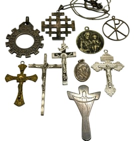 Collection of Crucifixes and Religious Pendants