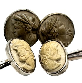Pair of Cufflinks with Antique Cameos
