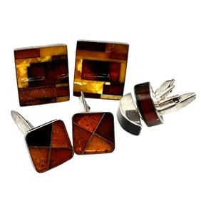 Group of Mid Century Amber Cufflinks