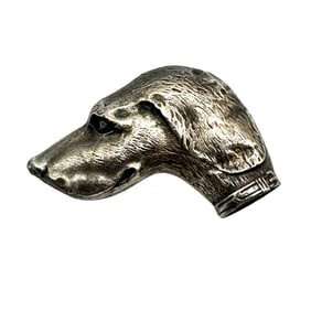 Antique Sterling Silver Dog's Head Handle or Finial