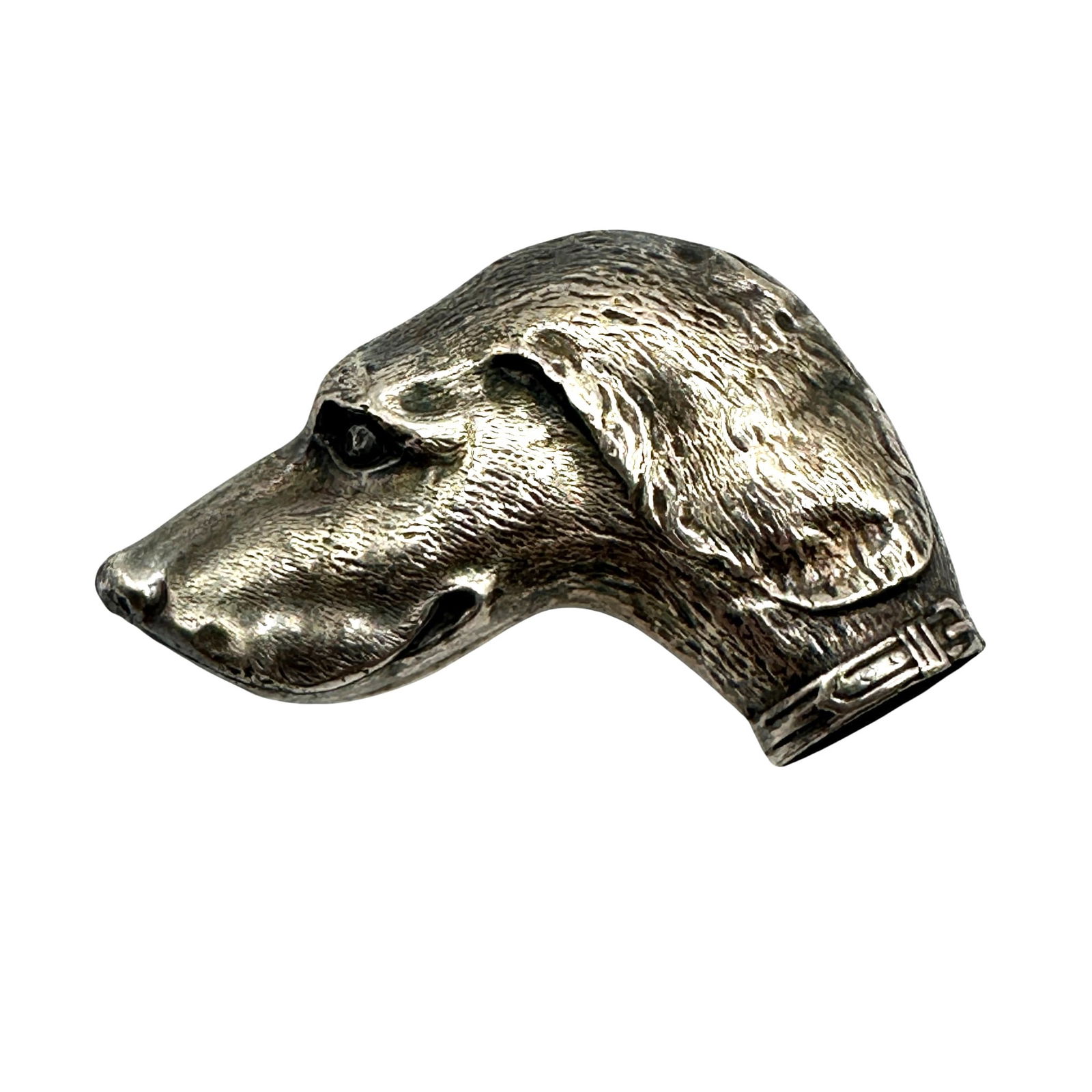 Antique Sterling Silver Dog's Head Handle or Finial