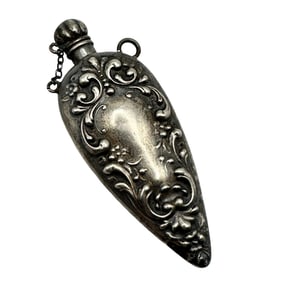 Antique Silverplate Victorian Chatelaine Perfume or Snuff Bottle