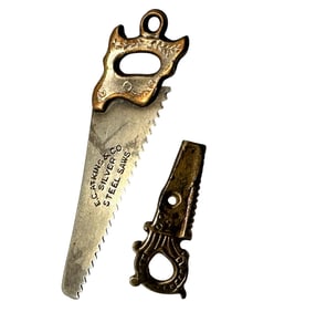 Vintage EC Atkins & Co. Silver Detailed Hand Saw Charm Fob