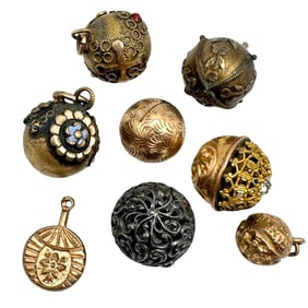 Collection of Victorian Era Gold Filled Orbs and Charms