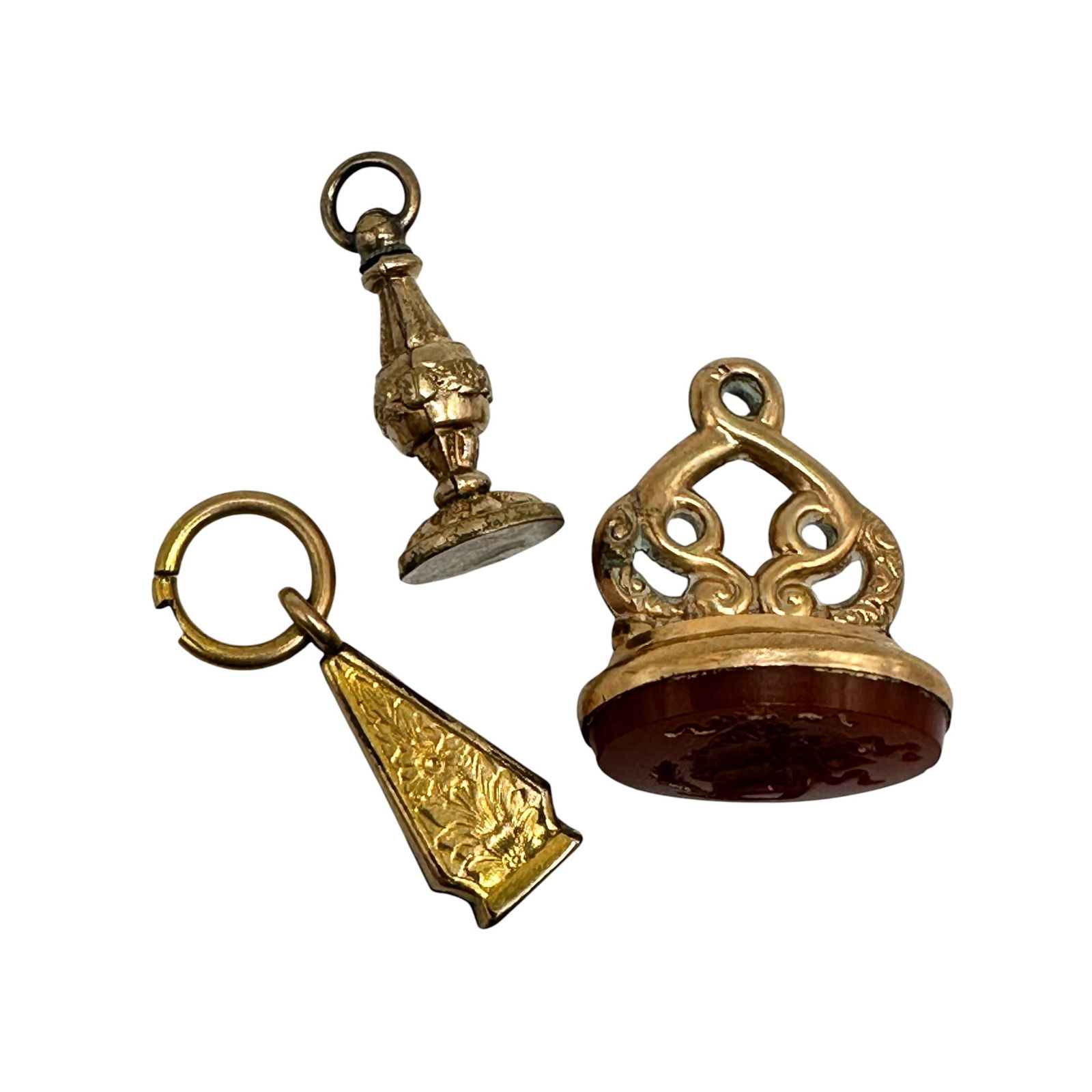 Antique Gold Filled Carnelian Seal with Charms (1 of 3)