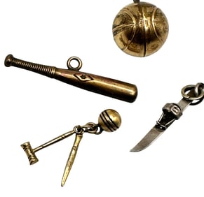 Assorted Antique Sporty Gold Filled and Silverplate Charms