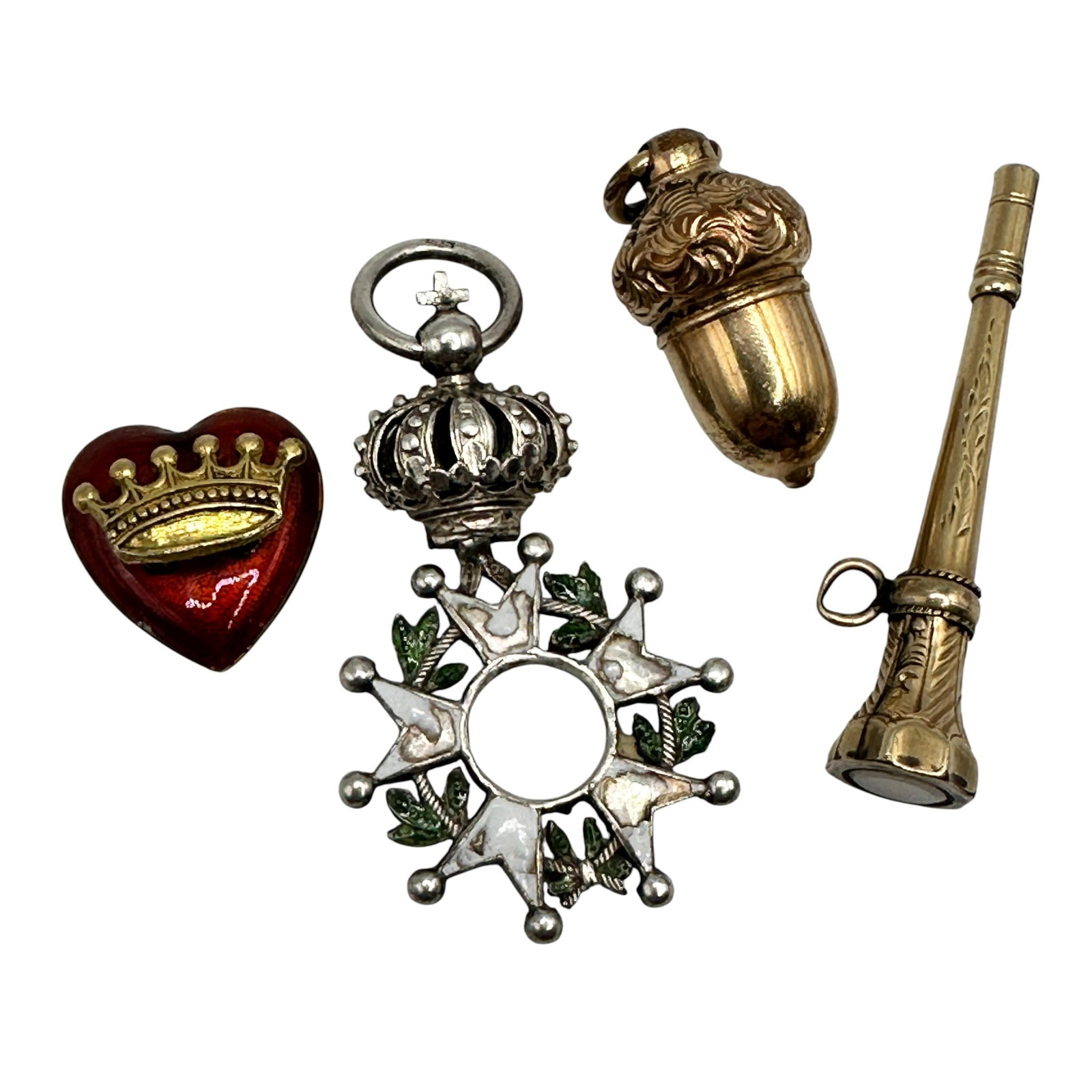 Antique Pocket Watch Key, Gold Filled and Sterling Silver Charms & Part (1 of 4)