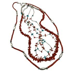 Lot of Vintage Native American Coral and Turquoise Necklaces