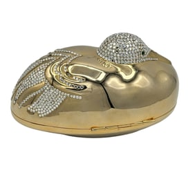 Vintage Judith Lieber Resting Crane Bird Crystal Minaudiere Clutch