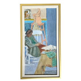 T. Weighardt Framed Painting Woman in a Studio