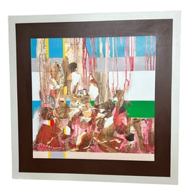 Ralph Moffatt Arnold Acrylic Collage on Canvas "Rainy Day Wonder" 1969