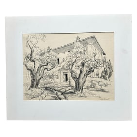 Paula Gerard "La Perticaia Villa Forrano 1934" Charcoal Drawing