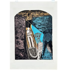 Warrington Colescott "Dark Gondola" Lithograph