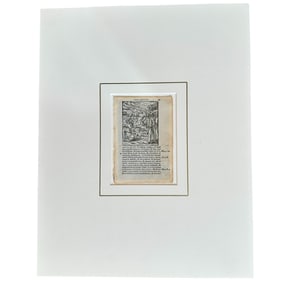 Antique Latin Bible Page Matted for Display