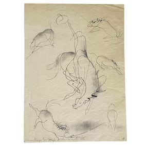 Rare Arthur Murphy California Lithograph Horse Group