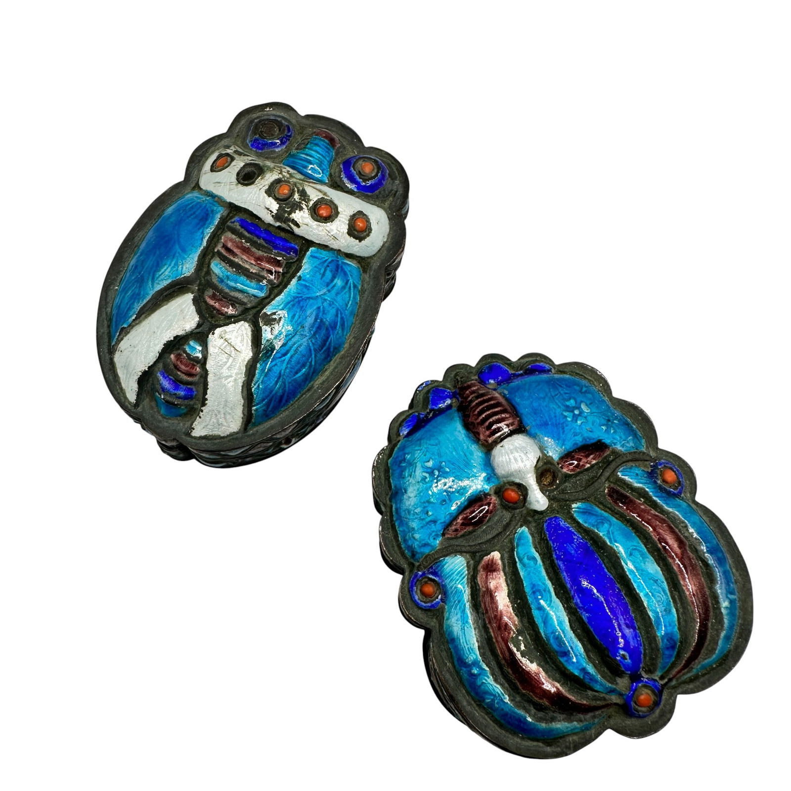 Pair of Vintage Chinese Enamel Cosmetic Boxes (1 of 13)