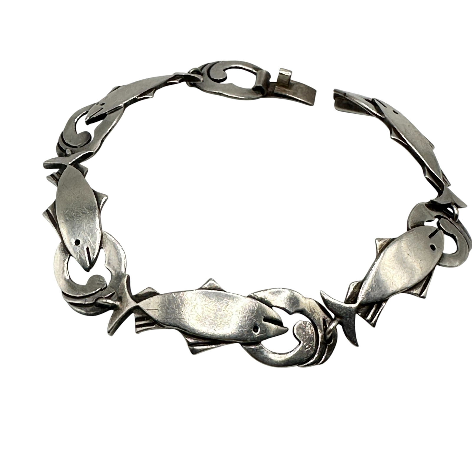 Vintage Mexican Ana Nunez de Brilanti "Victoria" Sterling Silver Fish Bracelet (1 of 5)