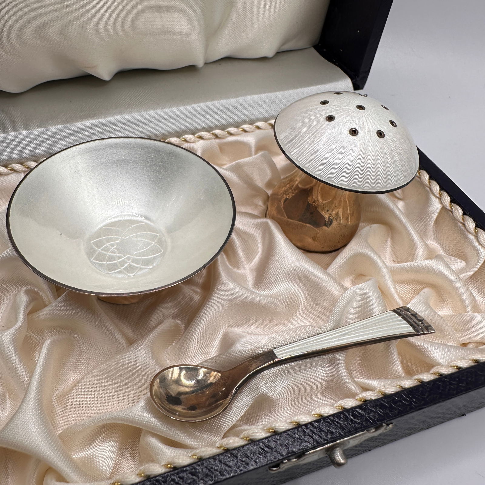 Ela Denmark Sterling Silver and Enamel Boxed Salt and Pepper Set (1 of 13)