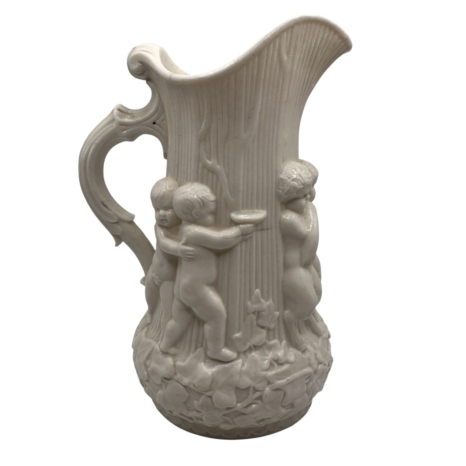 Antique Minton Parian White Vase with Cherub Decoration (1 of 13)
