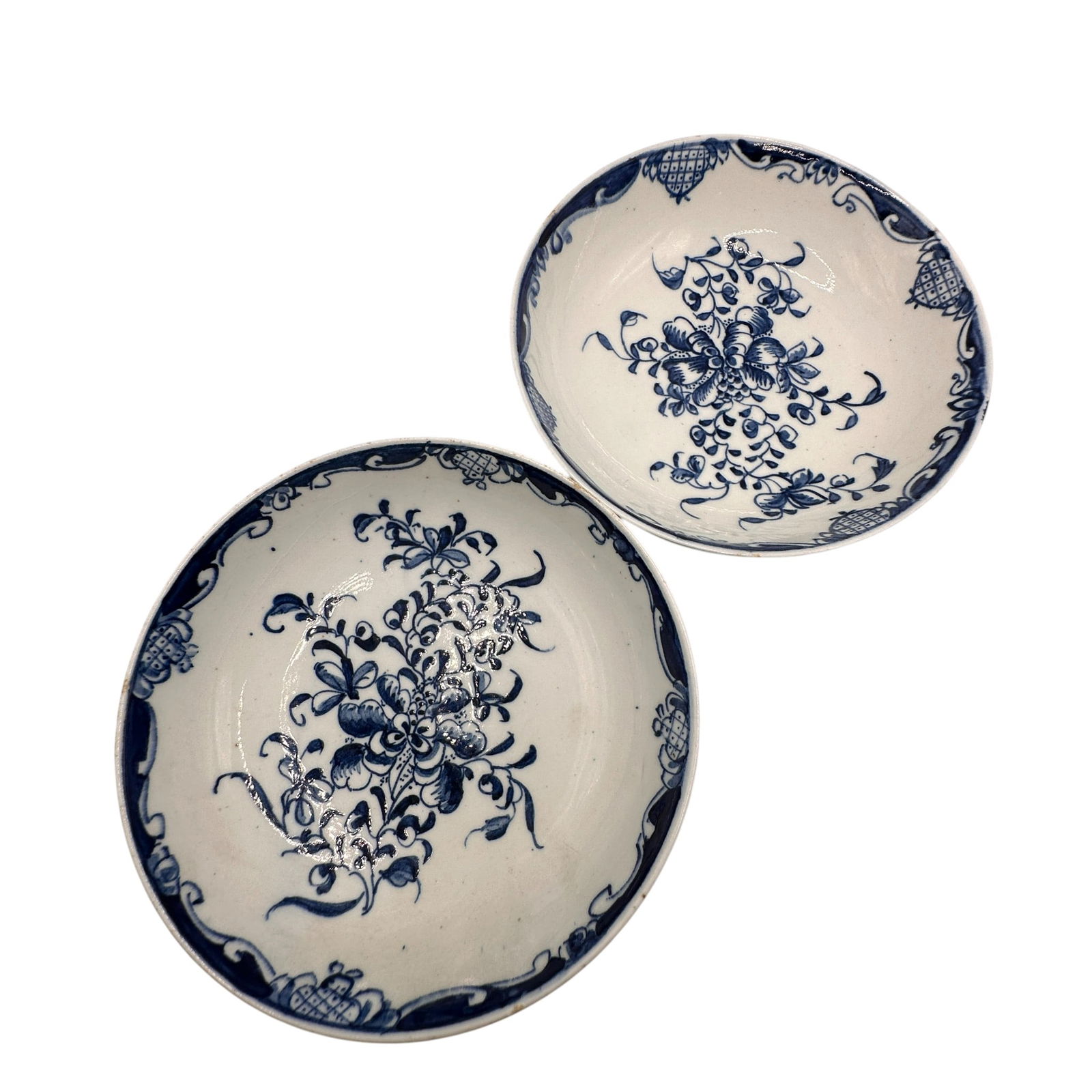 Pair of 1700's Dr. Wall Worcester Porcelain Bowls (1 of 7)