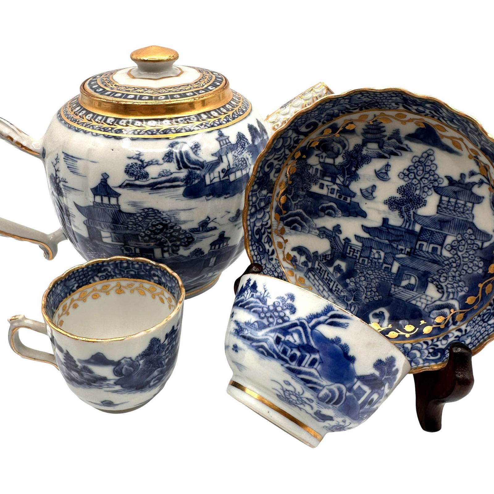 Antique 1800's Era Partial Tea Set After Caughley (1 of 20)